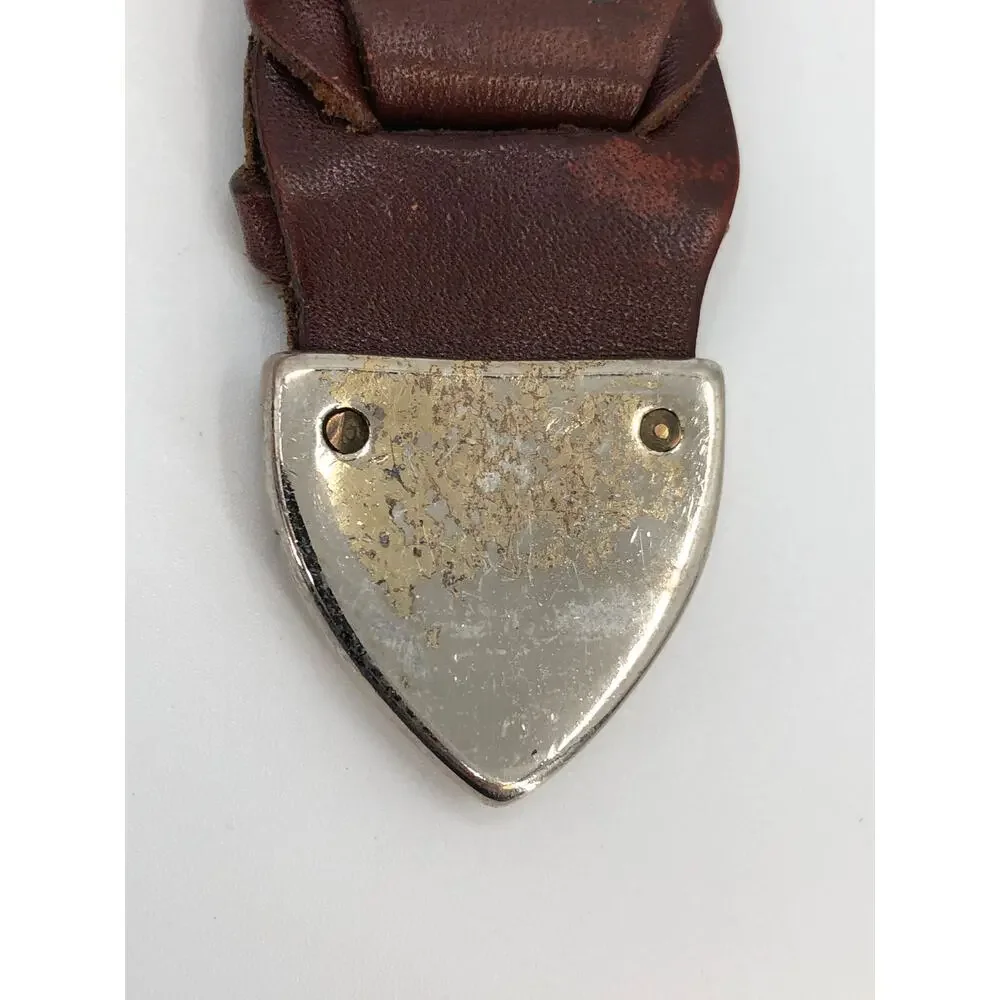 Vintage Sz 34 Argentina Braided Full Grain Cowhide Leather Belt Goldtone Buckle